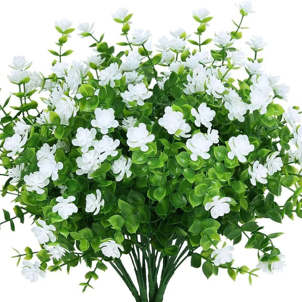 Artificial Flowers UV Resistant Outdoor Fake Flowers Plastic Hanging Shrubs Plants for Garden Porch Window Box Home Decoration