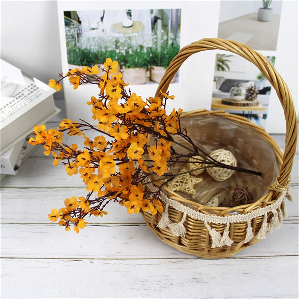 Artificial Flowers Cherry Blossoms Baby's Breath Gypsophila Fake Flowers DIY Wedding Home Vase Decoration Faux Flowers Branch