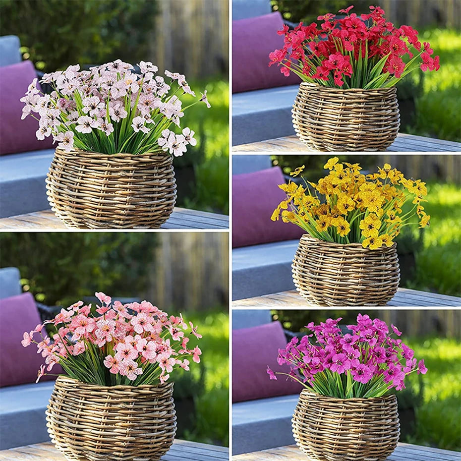 Artificial Flower Outdoor Fake Flowers UV Resistant Plants For Indoor Outside Hanging Plants Garden Porch Window Box Home Decor