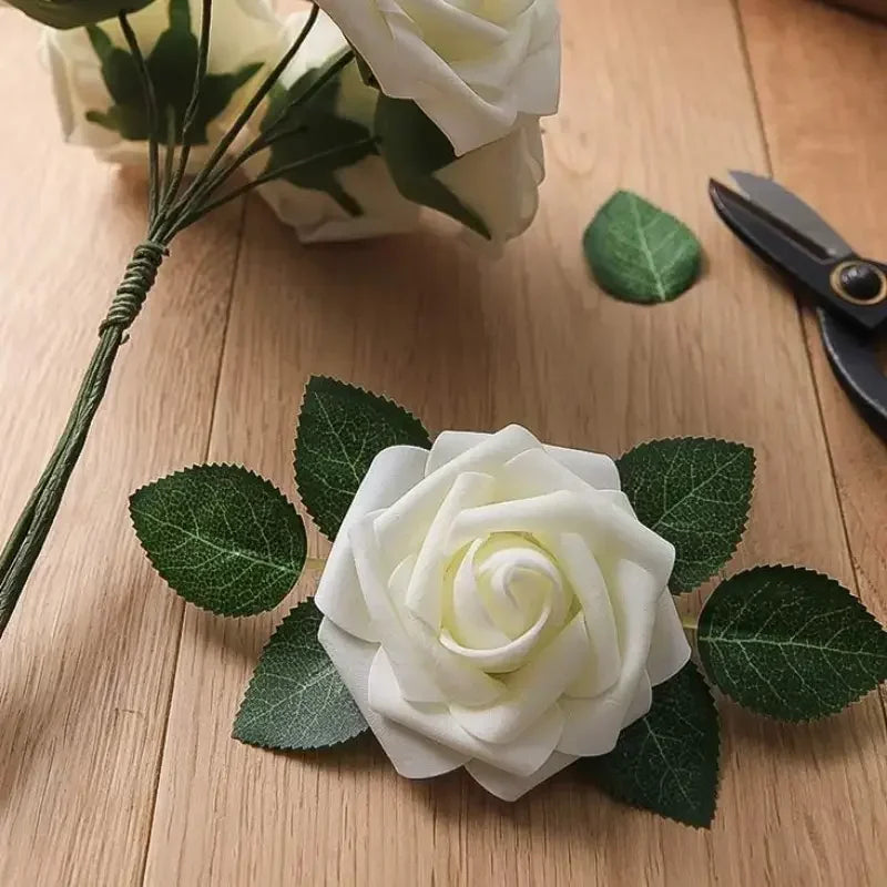 Artificial Flowers Fake Roses with Stems Wedding Bouquets Centerpieces Party Home Decor Realistic Fake Flowers for Arrangements