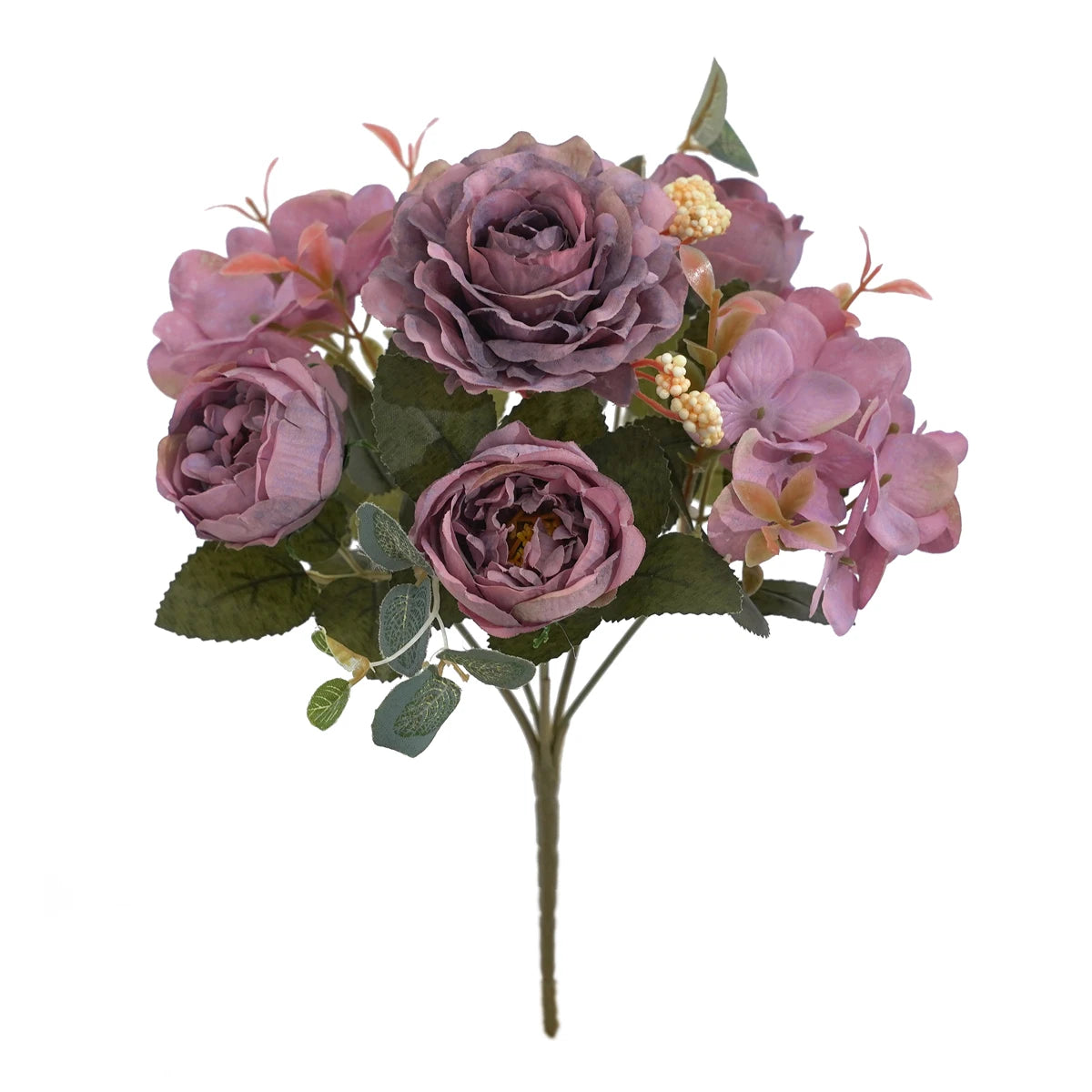 Artificial Flowers with Hydrangea  Silk Fake Flowers 1 Bouquets for Home Wedding Decoration Table Centerpiece, Faux Peonies Flow