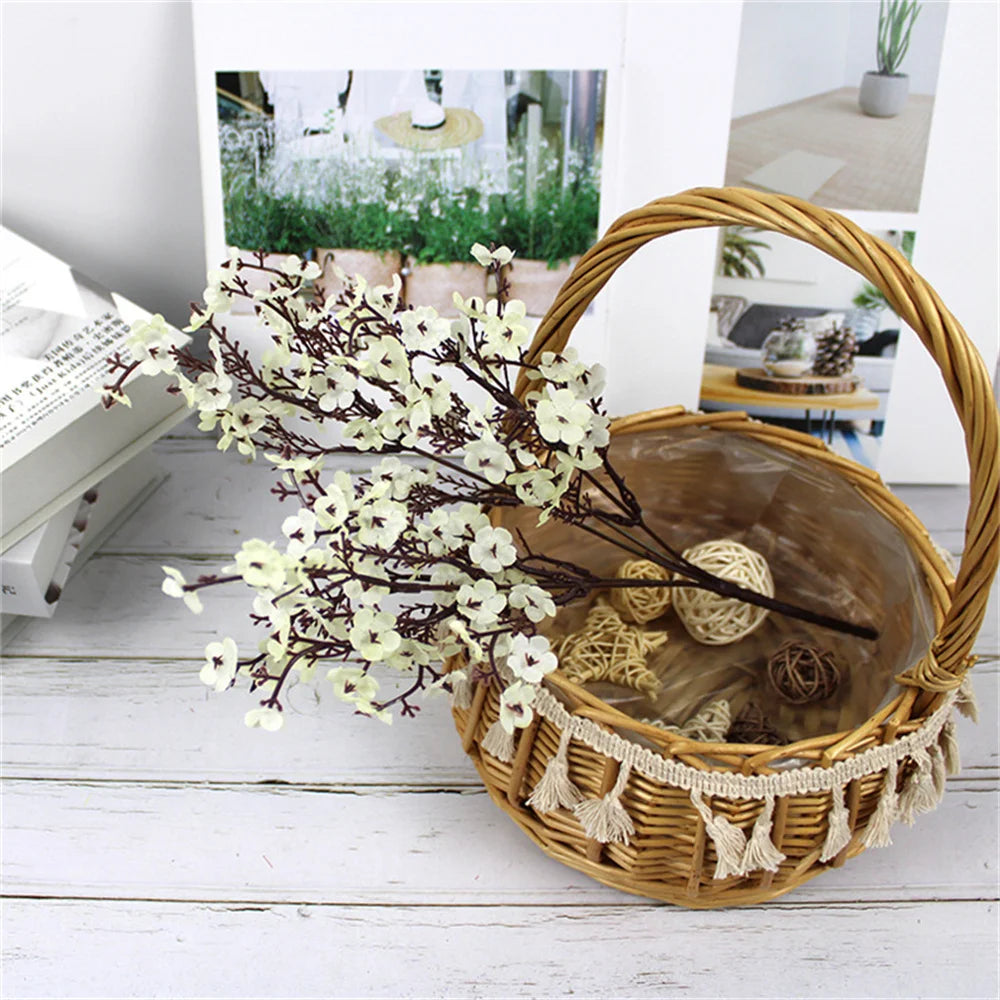 Artificial Flowers Cherry Blossoms Baby's Breath Gypsophila Fake Flowers DIY Wedding Home Vase Decoration Faux Flowers Branch