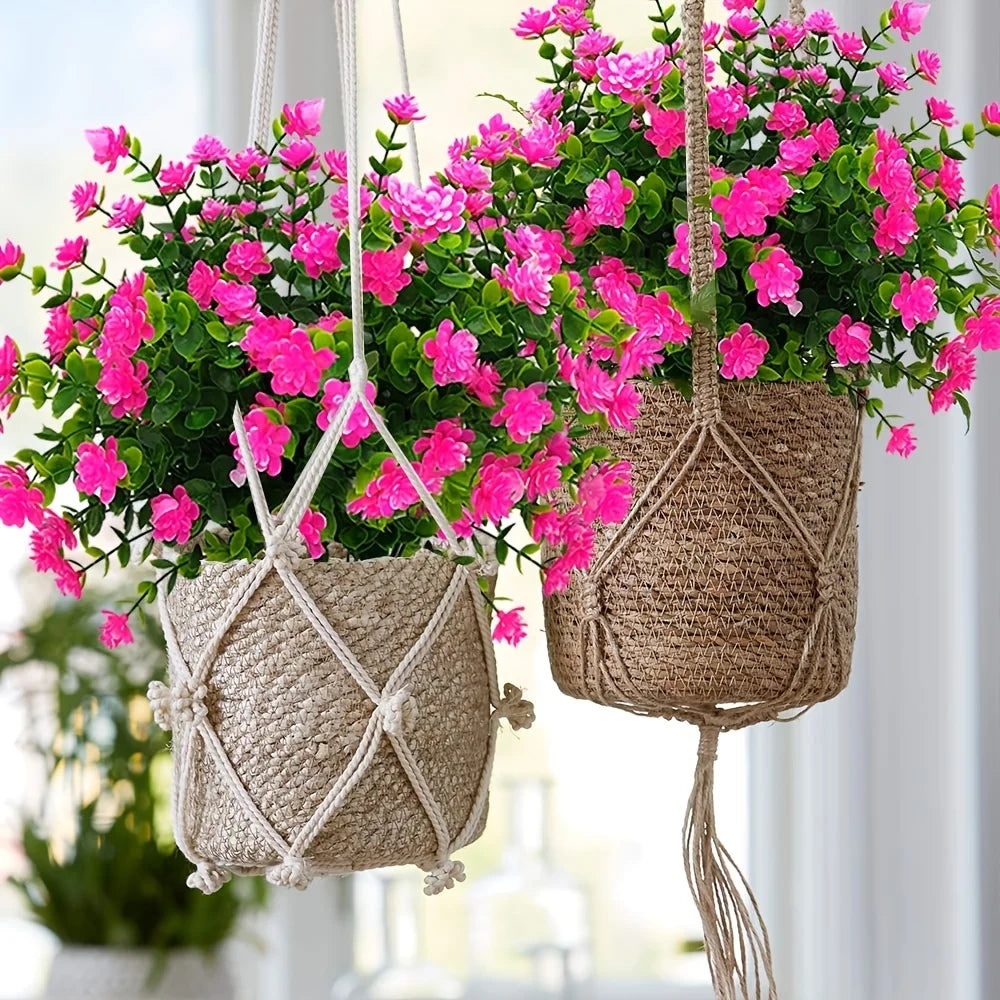 Artificial Flowers UV Resistant Outdoor Fake Flowers Plastic Hanging Shrubs Plants for Garden Porch Window Box Home Decoration