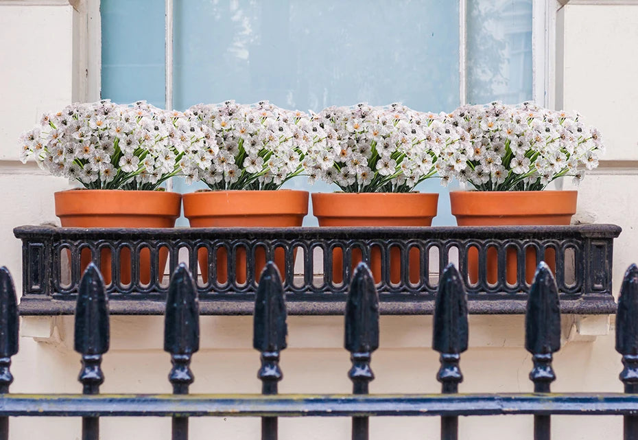 Artificial Flower Outdoor Fake Flowers UV Resistant Plants For Indoor Outside Hanging Plants Garden Porch Window Box Home Decor