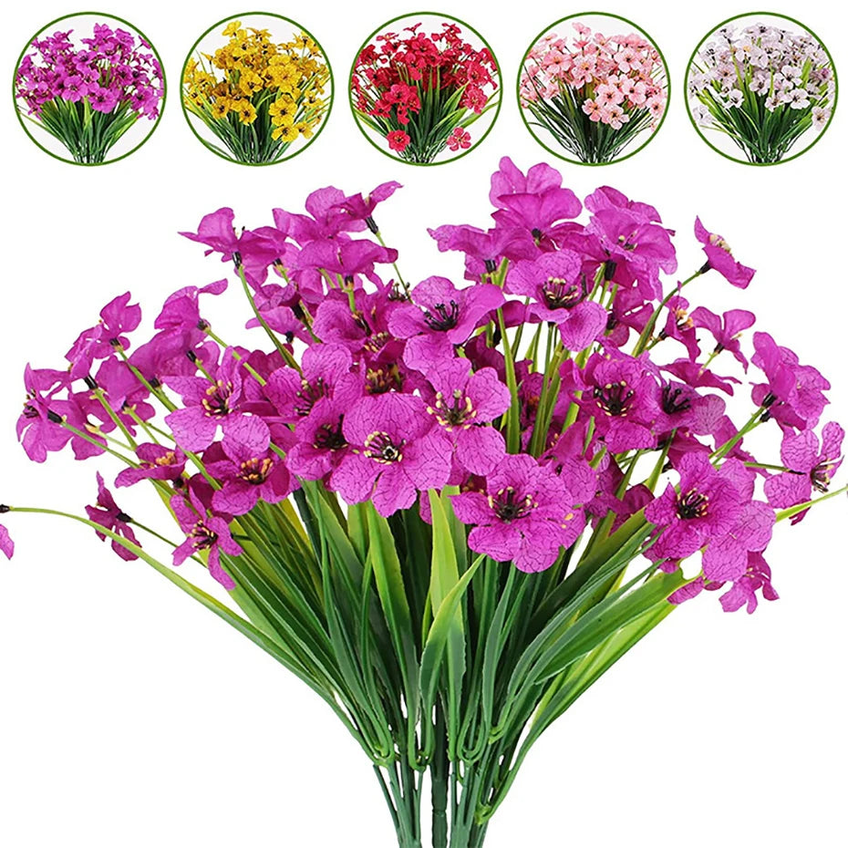 Artificial Flower Outdoor Fake Flowers UV Resistant Plants For Indoor Outside Hanging Plants Garden Porch Window Box Home Decor