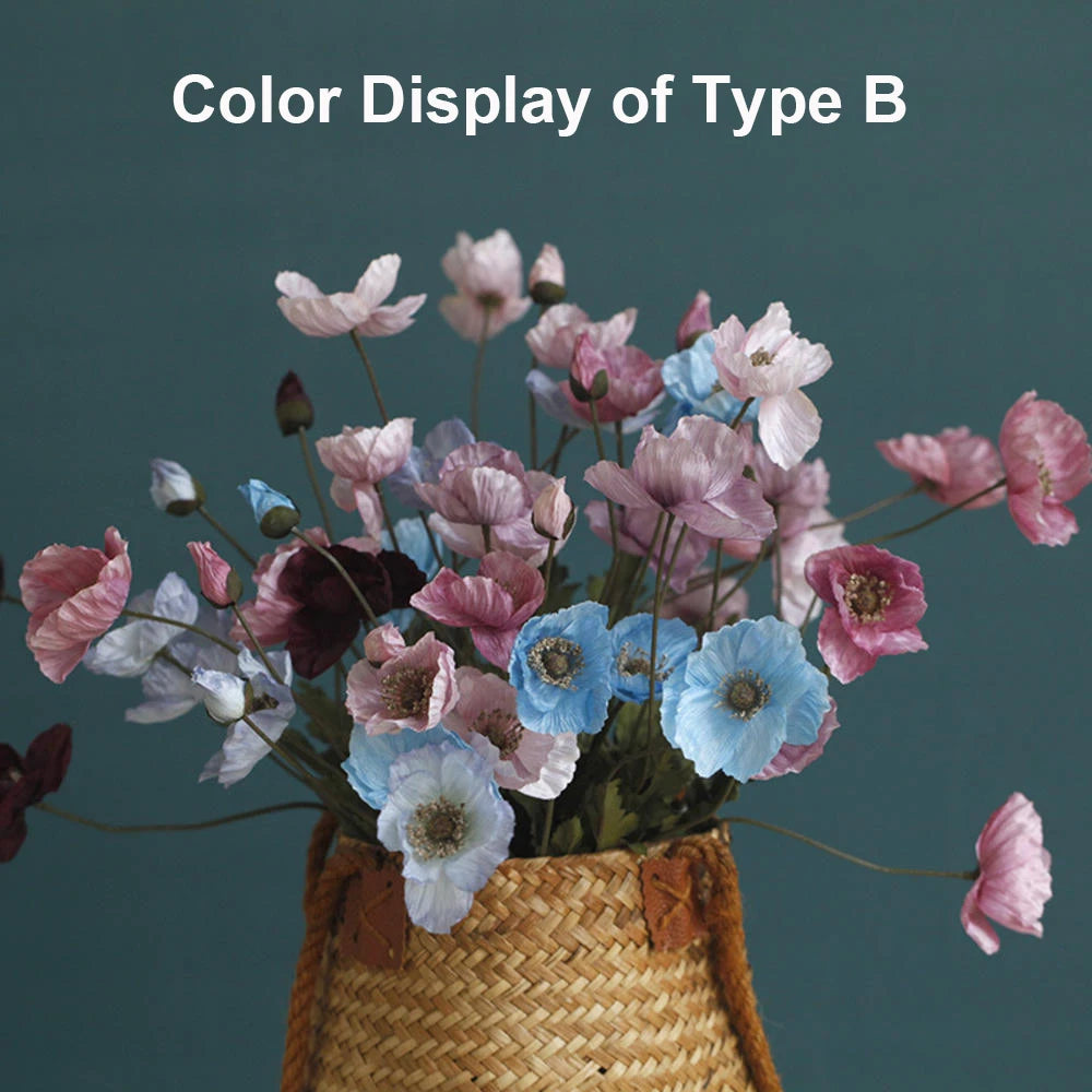 Artificial Flowers Fake Poppy Silk Flowers Long Stem Housewarming Garden Table Wedding DIY Party Wedding Bridal Bouquet Decor